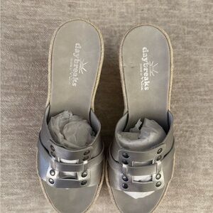 Nina Metallic Silver Slide Sandals